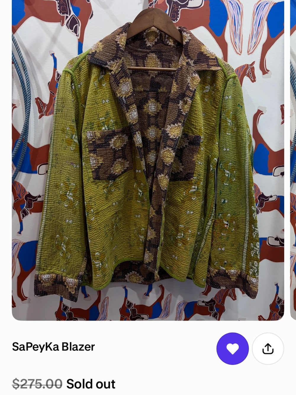 Sapeyka Green Patterned Women's Blazer